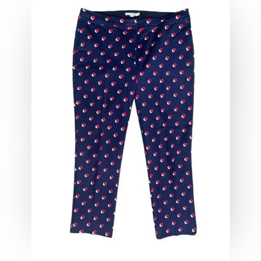 BODEN Richmond Trouser High Rise Navy Polka Dots Pants, Size 14L